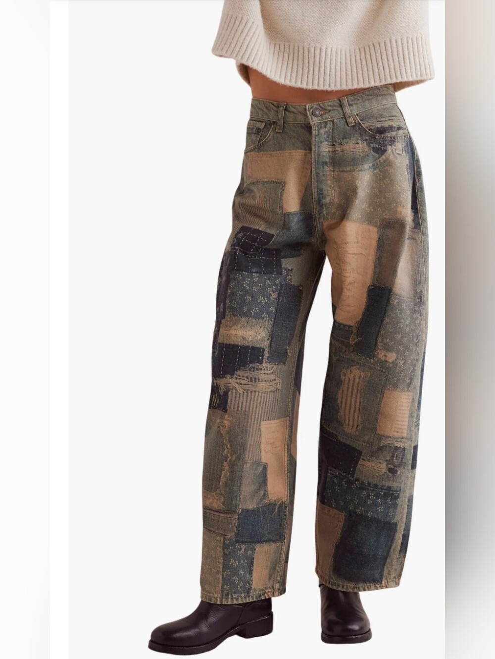 WE THE FREE PEOPLE ILLUSION PATCHWORK RELAXED JEANS